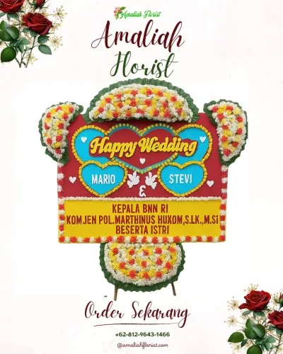 Karangan Papan Bunga Pernikahan di Cigoong